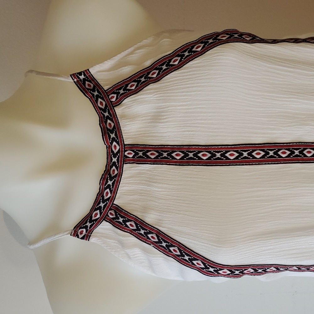 Coachella Collab Gypsy Boho Tank with white tassels & pearl buttons - Picture 3 of 13